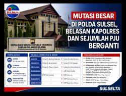 Mutasi Besar di Polda Sulsel, Belasan Kapolres dan Sejumlah PJU Berganti