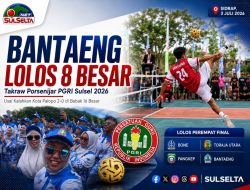 Bantaeng Lolos ke Perempat Final Takraw Porsenijar PGRI Sulsel 2026