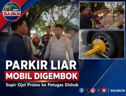 Dishub Makassar Gembok Mobil Parkir Liar, SopirDishub Makassar Gembok Mobil Parkir Liar