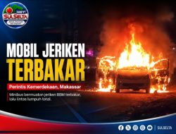 Minibus Bermuatan Jeriken BBM Terbakar di Perintis Makassar