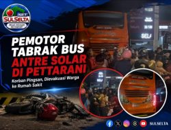 Pemotor Tabrak Bus Antre Solar di Pettarani