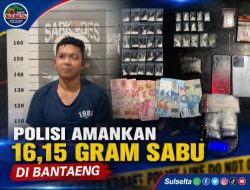Polisi Amankan 16,15 Gram Sabu di Bantaeng