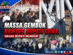 Massa Gembok Gerbang Kantor Bupati Gowa