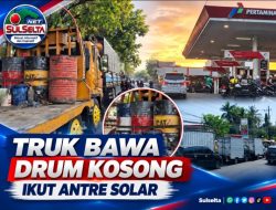 Truk Bawa Drum Kosong Ikut Antre Solar di Makassar